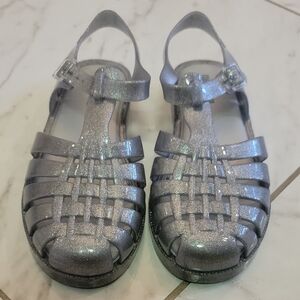 Mini Melissa Fisherman Sandal Glitter Silver Size 3